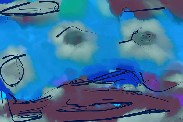 Abstract line art 20th version 2 horizontal Print