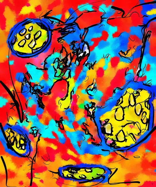 Abstract line art the 16th vertical Print