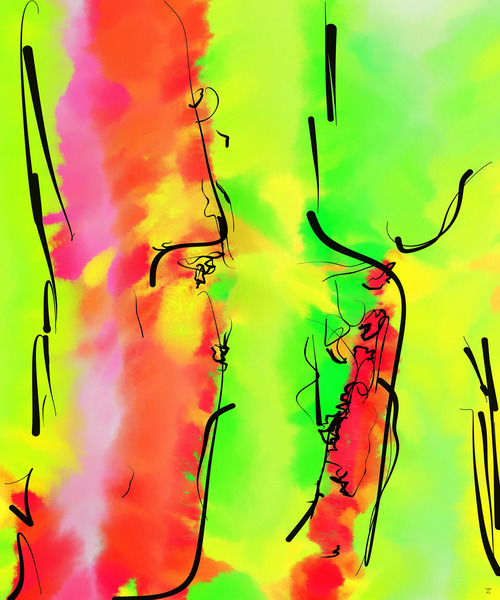 Abstract line art the 7th vertical Print