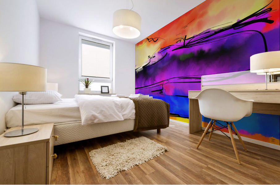 Abstract line art the 21st version 1 horizontal Mural print