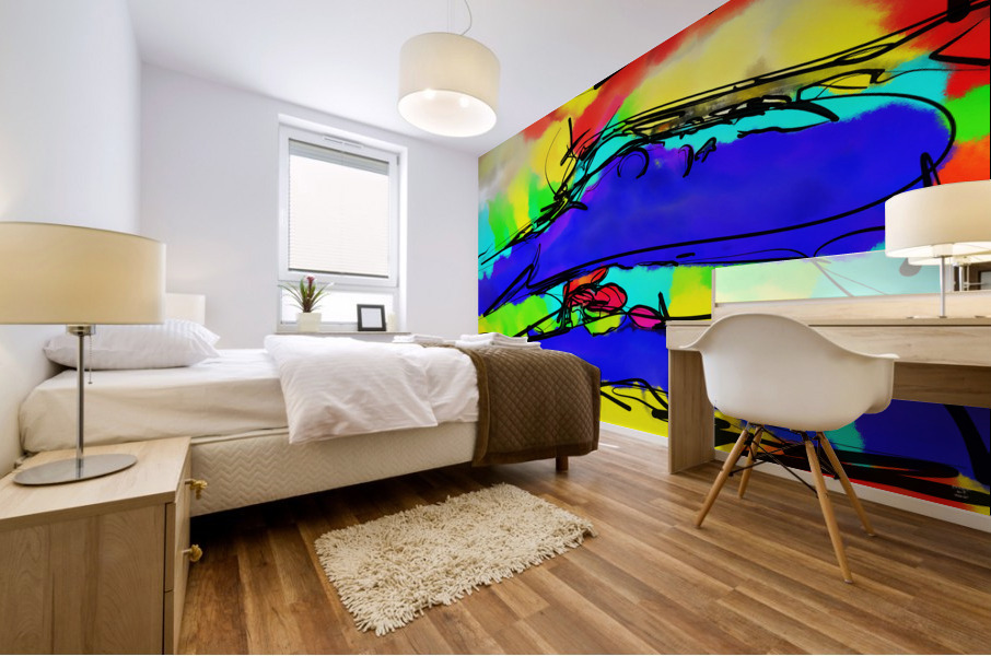 Abstract line art the 21st version 2 horizontal Mural print