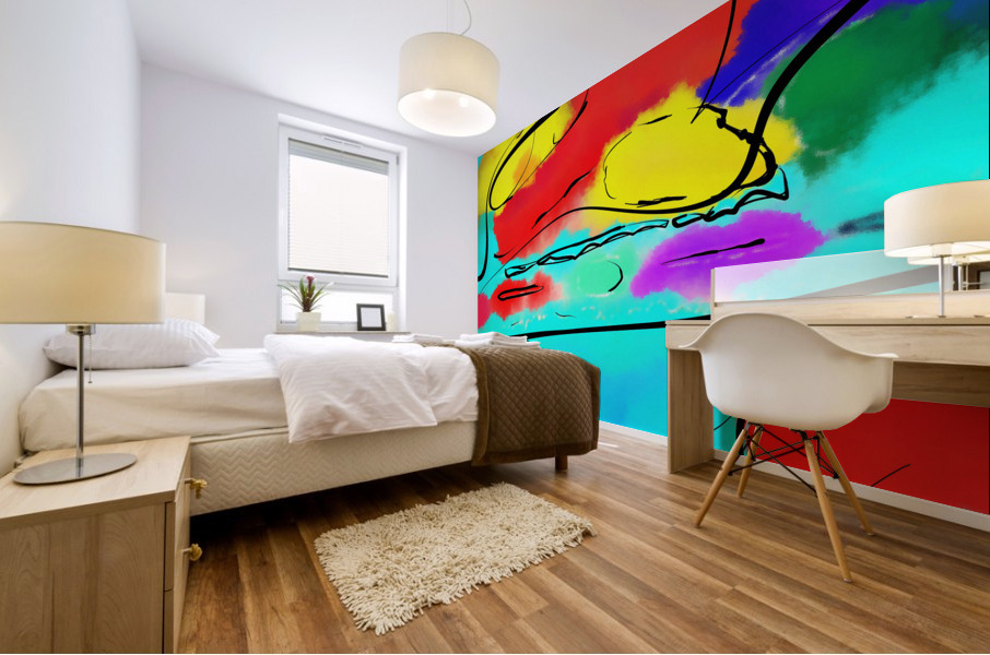 Abstract line art the 18  version 3 vertical Mural print