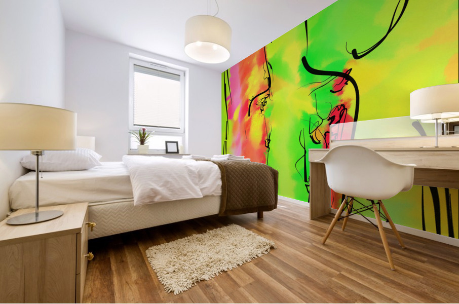 Abstract line art the 7th vertical Mural print