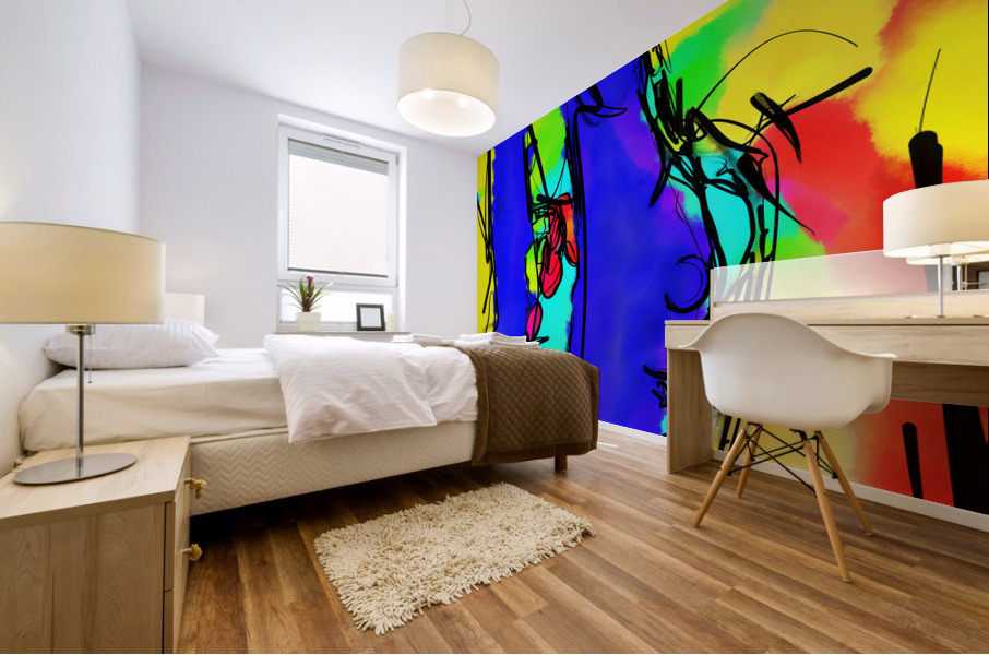 Abstract line art the 21st  version 2 vertical Mural print