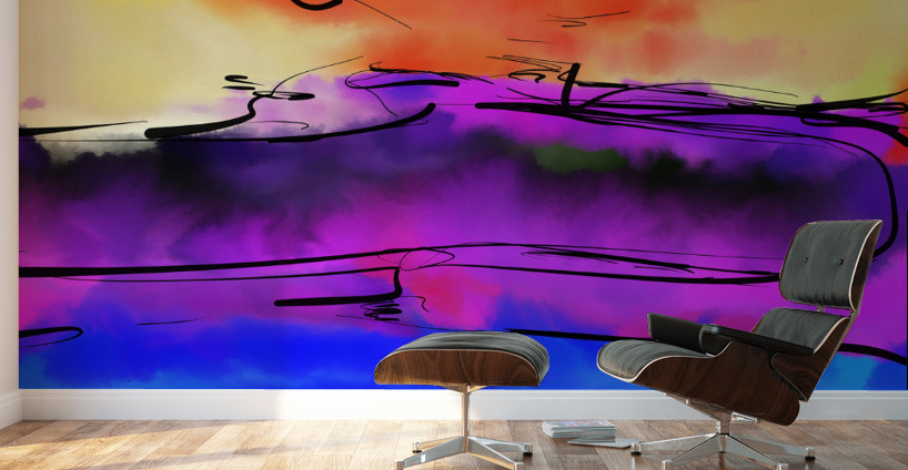 Abstract line art the 21st version 1 horizontal Wall Murals