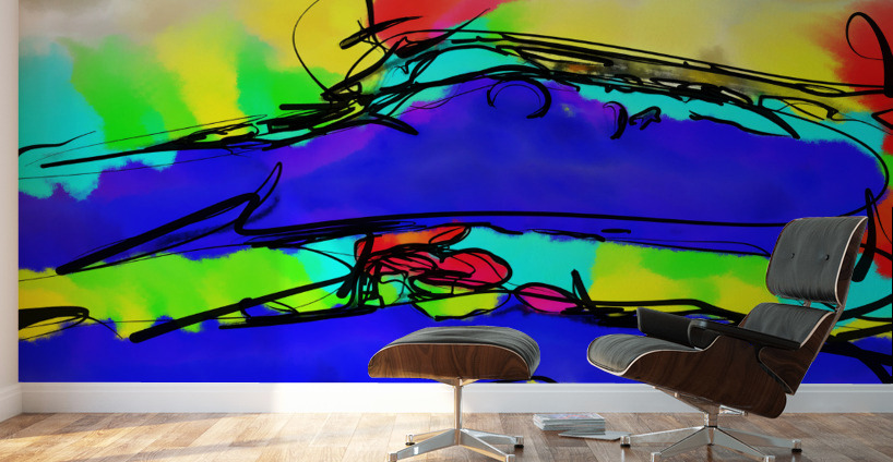 Abstract line art the 21st version 2 horizontal Wall Murals