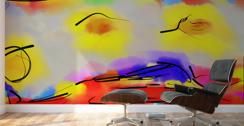 Abstract line art the 20th version 1 horizontal  Wall Murals