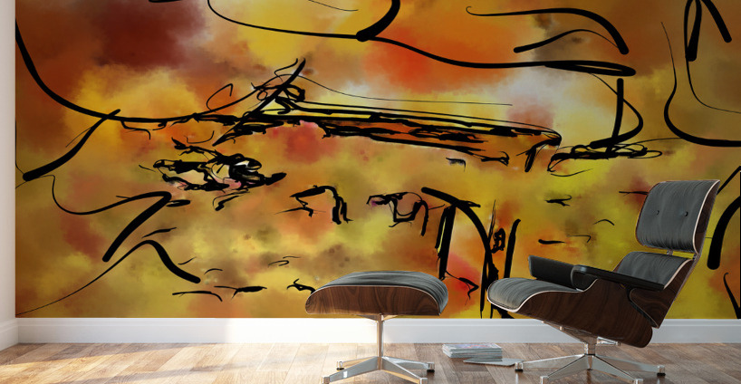 Abstract line art the 4th horizontal Wall Murals