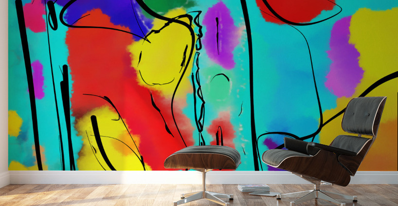 Abstract line art the 18th version 3 horizontal  Wall Murals
