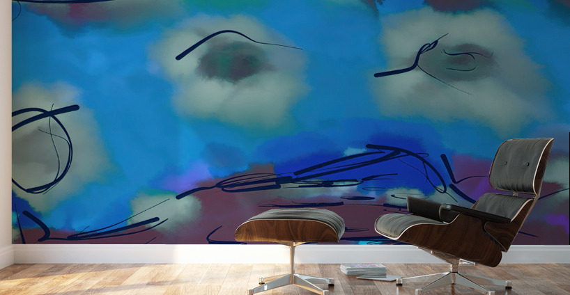 Abstract line art 20th version 2 horizontal Wall Murals