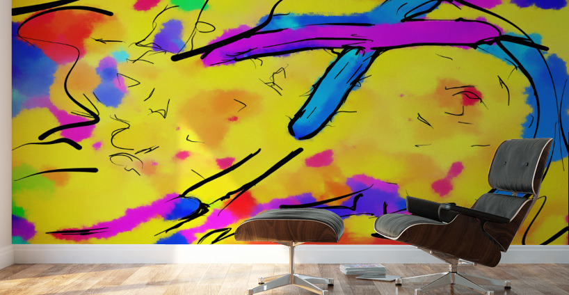 Abstract line art the 19th version 1 horizontal Wall Murals