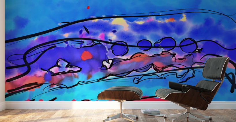 Abstract line art  the 13th horizontal Wall Murals