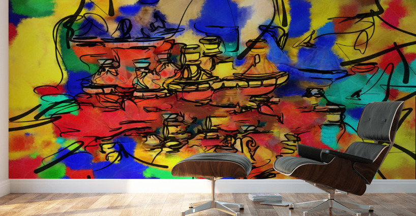 Abstract line art the 2nd horizontal Wall Murals