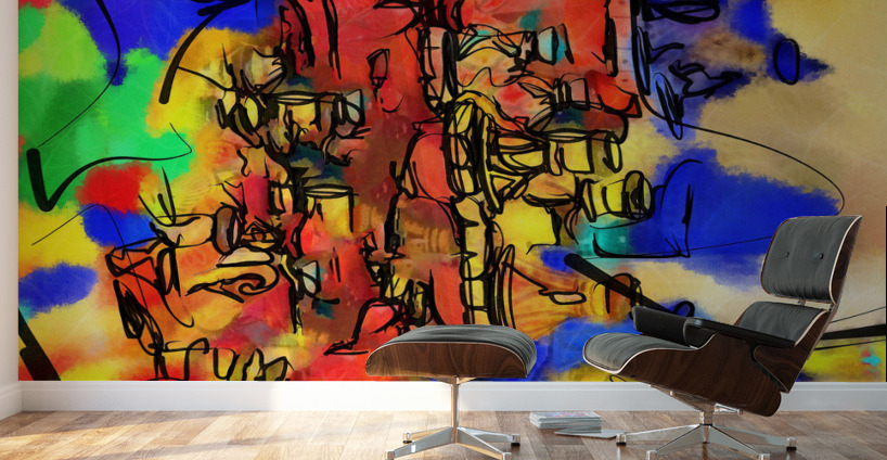 Abstract line art the 2nd vertical Wall Murals