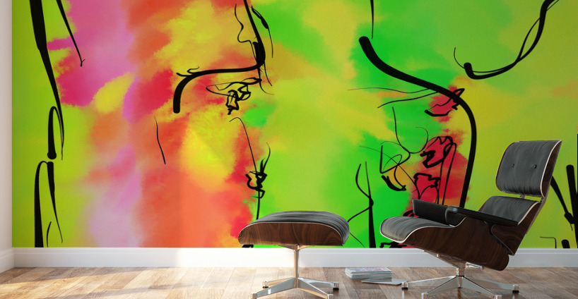 Abstract line art the 7th vertical Wall Murals