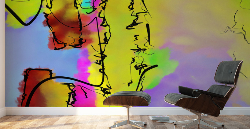 Abstract line art the 11th vertical Wall Murals