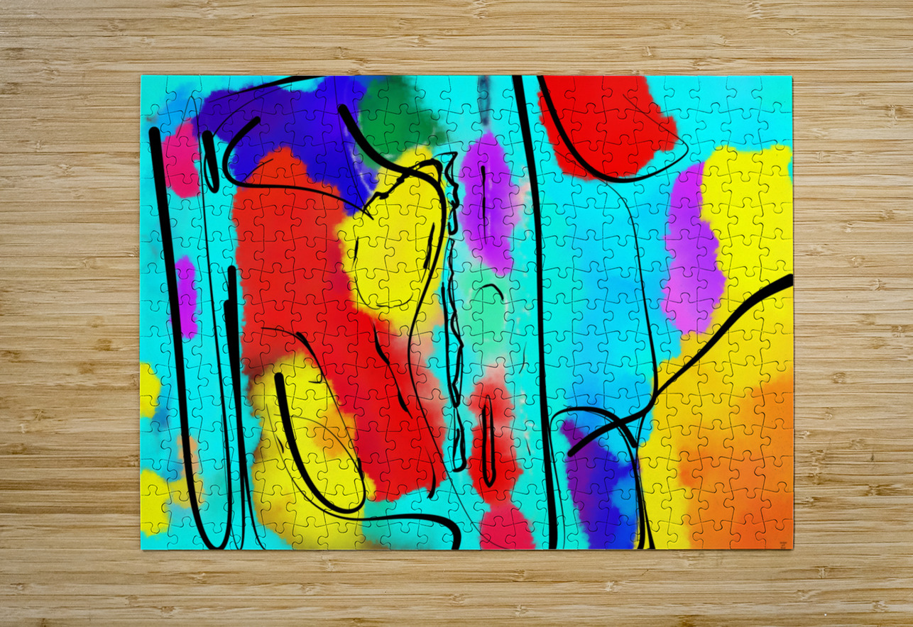 Abstract line art the 18th version 3 horizontal  Designer Art Decor Puzzle printing