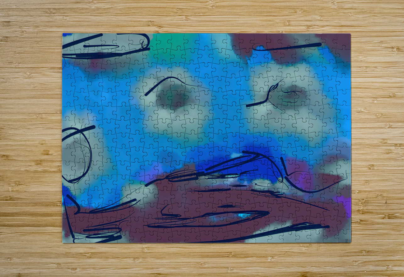 Abstract line art 20th version 2 horizontal Designer Art Decor Puzzle printing